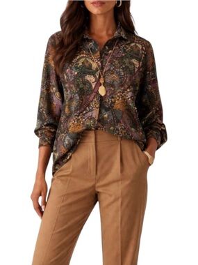 Vintage 80's Componix  Woman's Floral Paisley Multicolor Long Sleeves Size 9/10